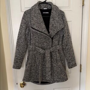 Steve Madden Women's Charcoal Belted Trench Coat